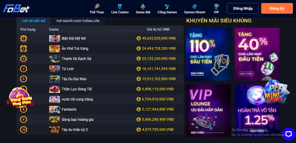 Đá gà Thomo tại Win96 Casino